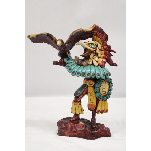 193 - AN AZTEC FIGURE WITH SEMI-PRECIOUS STONES