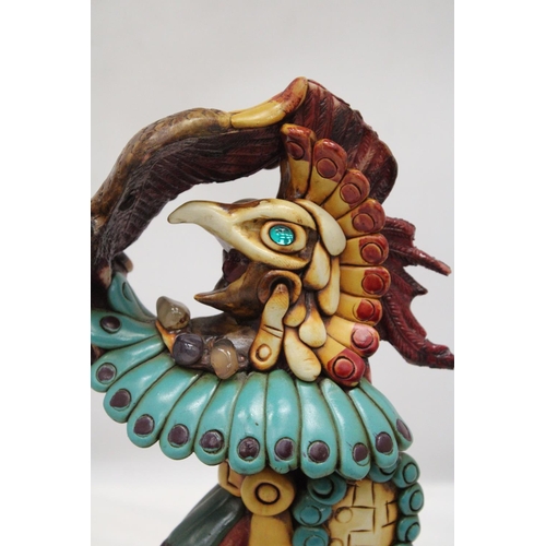 193 - AN AZTEC FIGURE WITH SEMI-PRECIOUS STONES