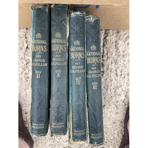 335 - TWELVE VINTAGE BOOKS TO INCLUDE THE POETICAL WORKS BY JOHN BRYDEN AND THE NATIONAL BURNS