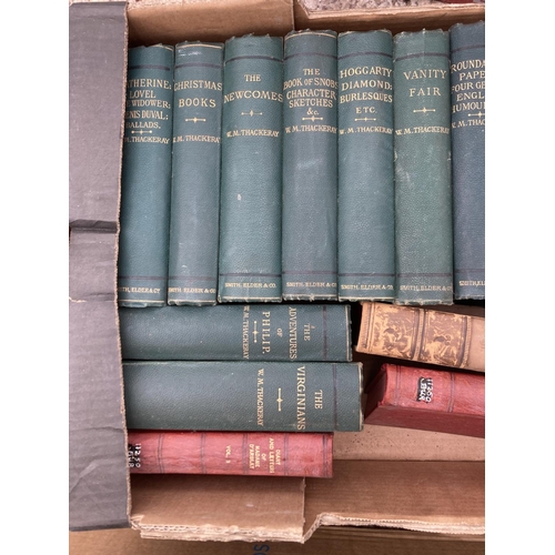 336 - EIGHTEEN VINTAGE BOOKS TO INCLUDE NOVELS BY W M THACKERAY ETC