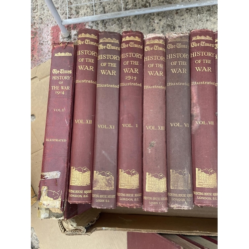 344 - SIXTEEN VINTAGE VOLUMES OF THE TIMES HISTORY OF THE WAR