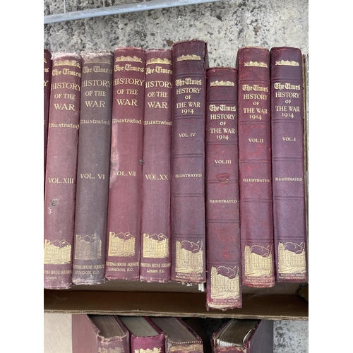 344 - SIXTEEN VINTAGE VOLUMES OF THE TIMES HISTORY OF THE WAR