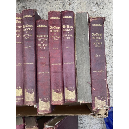 344 - SIXTEEN VINTAGE VOLUMES OF THE TIMES HISTORY OF THE WAR