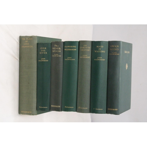 396 - SIX JOHN GALSWORTHY BOOKS, 1920'S/30'S, PLUS A 1929 COPY OF HIS PLAYS