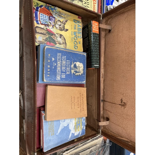 414 - A MIXED LOT OF VINTAGE BOOKS TO INCLUDE ELECTRICAL ENGINEERING VOLUMES, CHILDREN'S BOOKS, ETC, IN A ... 