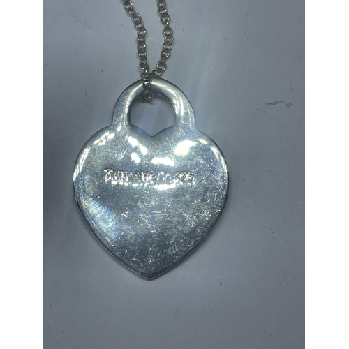 580 - A TIFFANY & CO SILVER DREAM A LITTLE HEART PENDANT AND CHAIN