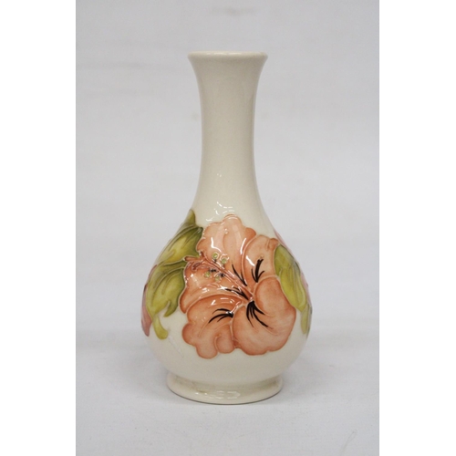 730 - A MOORCROFT HIBISCUS ON CREAM VASE