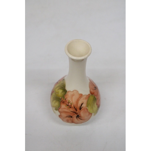 730 - A MOORCROFT HIBISCUS ON CREAM VASE