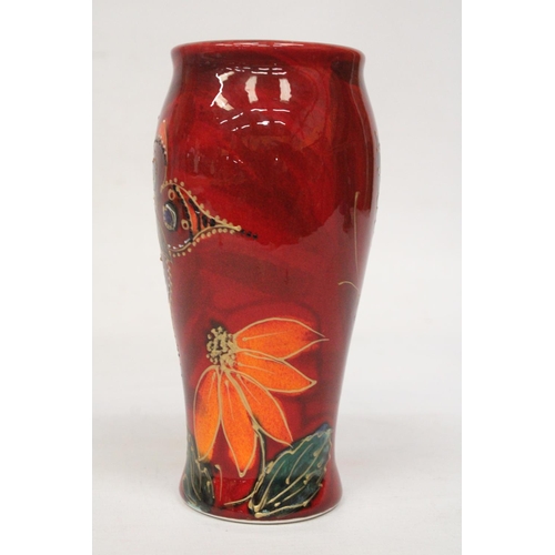 787 - AN ANITA HARRIS BUTTERFLY VASE SIGNED IN GOLD