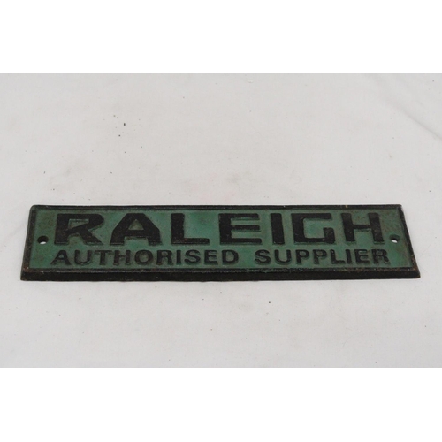 863 - A CAST IRON RALEIGH AUTHORISED SUPPLIER SIGN