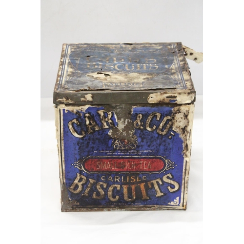 883 - A CARRS OF CARLISLE LARGE BISCUIT TIN - APPROXIMATELY 26CM X  23CM