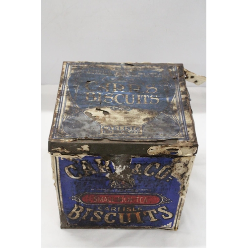 883 - A CARRS OF CARLISLE LARGE BISCUIT TIN - APPROXIMATELY 26CM X  23CM