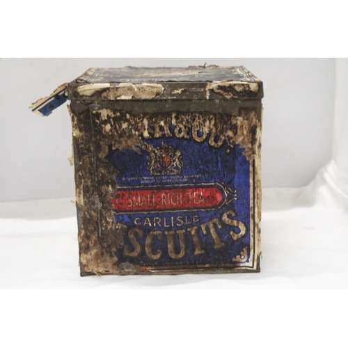 883 - A CARRS OF CARLISLE LARGE BISCUIT TIN - APPROXIMATELY 26CM X  23CM