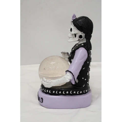 893 - A MADAME SKULL FORTUNE TELLER AND CRYSTAL BALL