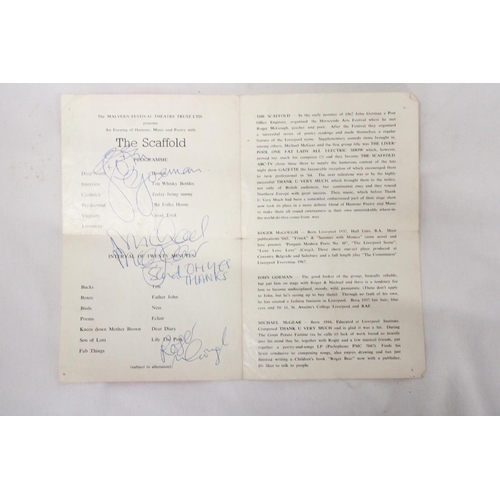 899 - 1969, MALVERN FESTIVAL AUTOGRAPHS OF THE SCAFFOLD, JOHN GORMAN, MIKE McGEAR AND ROGER McGOUGH