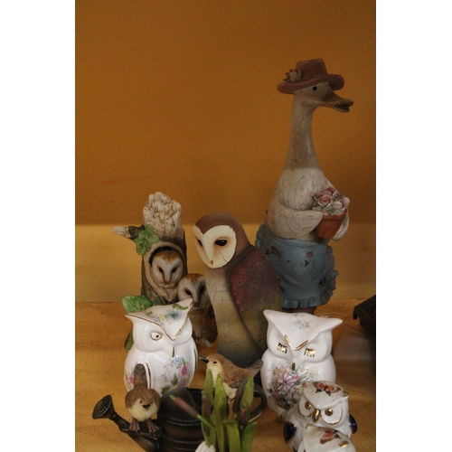 908 - A COLLECTION OF OWLS AND OTHER BIRD FIGURES