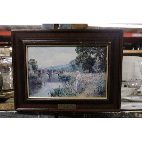 1099 - TWO FRAMED E WALBOURN PRINTS, 'WALK BY THE RIVER' AND 'BY THE RIVER BANKS'