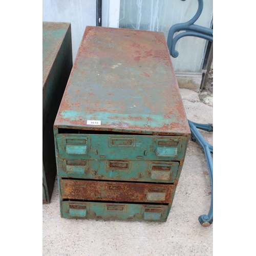 1610 - A VINTAGE METAL FOUR DRAWER CABINET WITH INDIVIUAL INTERNAL SECTIONS