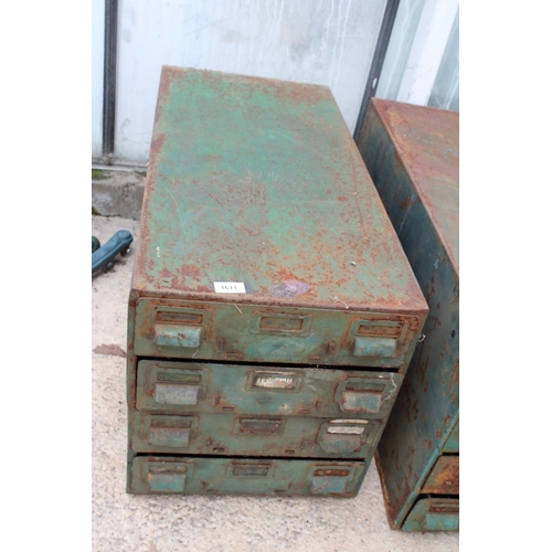 1611 - A VINTAGE METAL FOUR DRAWER CABINET WITH INDIVIUAL INTERNAL SECTIONS