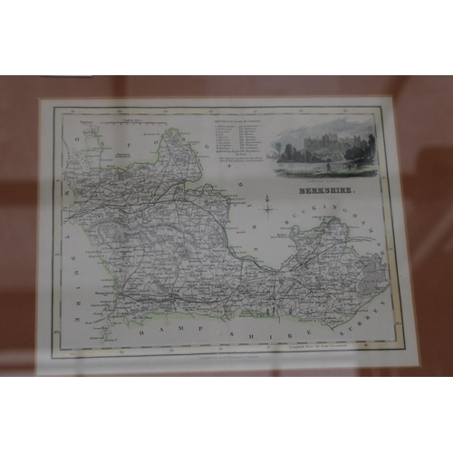 1620 - THREE VINTAGE FRAMED MAPS TO INCLUDE BEDFORDSHIRE AND BERKSHIRE ETC