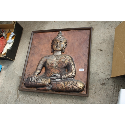 1778 - A PLASTIC MOULDED PLASTIC AND FRAMED BUDDHIST FIGURE