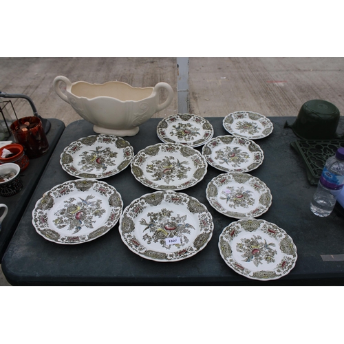 1827 - NINE RIDGEWAY WINDSOR PLATES AND A CERAMIC PLANTER