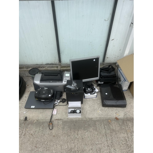 2374 - AN ASSORTMENT OF ITEMS TO INCLUDE AN EPSON PRINTER, A MONITOR ANDA WATCH ETC