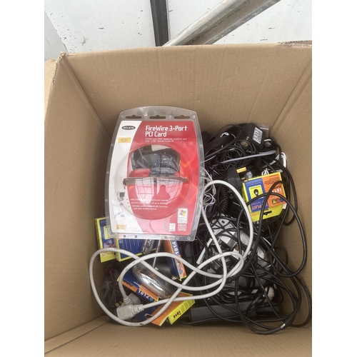 2375 - A LARGE ASSORTMENT OF ELECTRIC CABLES, PRINTER CARTRIDGES AND ACCESSORIES ETC