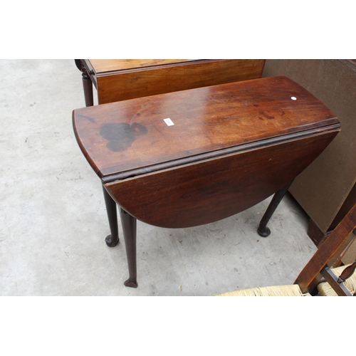 2542 - A 19TH CENTURY OVAL MAHOGANY DROP-LEAF DINING TABLE ON PAD FEET, 40.5