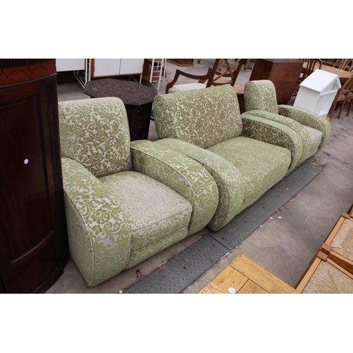 2589 - AN ART DECO STYLE THREE PIECE LOUNGE SUITE