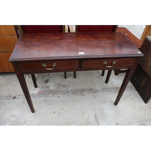 2597 - A 19TH CENTURY MAHOGANY SIDE-TABLE ENCLOSING TWO DRAWERS, 39