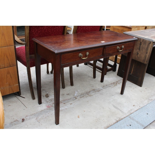 2597 - A 19TH CENTURY MAHOGANY SIDE-TABLE ENCLOSING TWO DRAWERS, 39