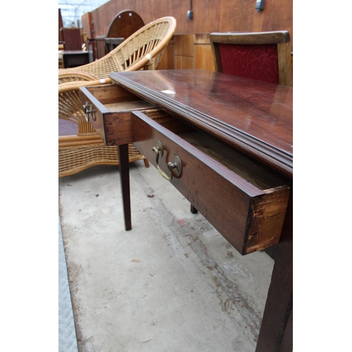 2597 - A 19TH CENTURY MAHOGANY SIDE-TABLE ENCLOSING TWO DRAWERS, 39