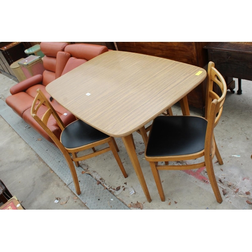 2604 - A 1950'S FORMICA TOP KITCHEN TABLE AND TWO CHAIRS