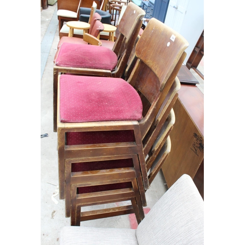 2641 - ELEVEN MID 20TH CENTURY BEECH STACKING CHAIRS