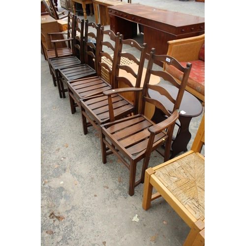 2648 - A SET OF SIX ERCOL 823 GOLDEN DAWN DINING CHAIRS, TWO BEING CARVERS