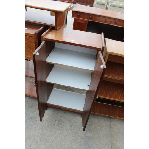 2650 - A SET OF HARDWOOD STORAGE SHELVES WITH DROP-DOWN DRAWER, 36