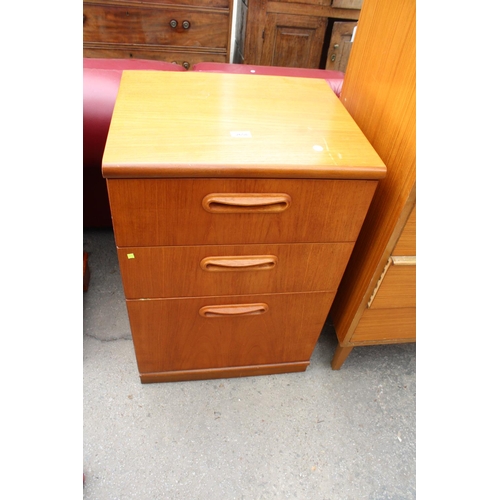 2658 - A RETRO TEAK MEREDEW CHEST OF THREE DRAWERS, 20