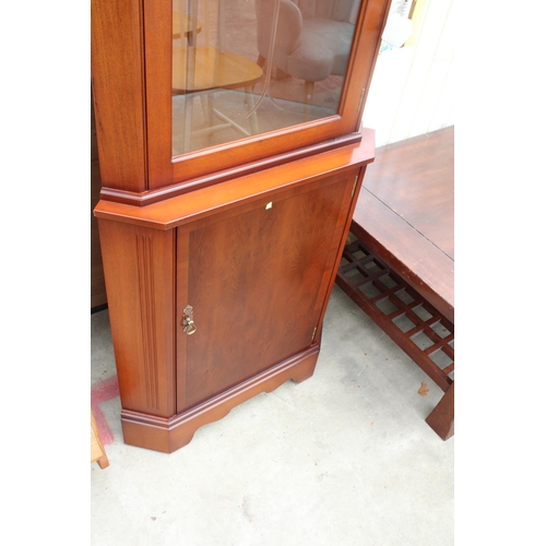 2683 - A STRONGBOW FURNITURE CORNER CUPBOARD WITH GLAZED UPPER PORTION