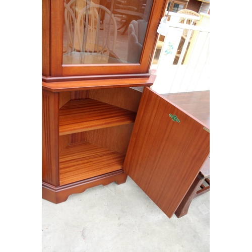 2683 - A STRONGBOW FURNITURE CORNER CUPBOARD WITH GLAZED UPPER PORTION