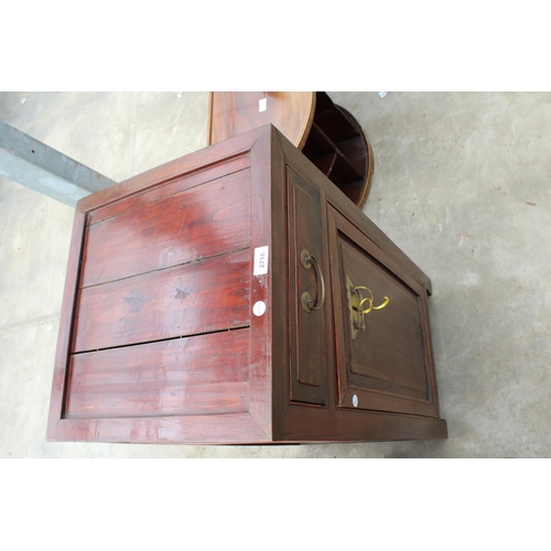 2716 - AN EARLY 20TH CENTURY HARDWOOD CUPBOARD WITH DROP-DOWN DOOR AND SINGLE DRAWER, 17