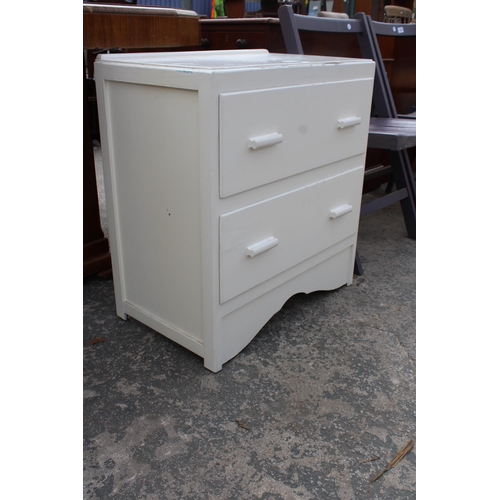 2745 - A MID 20TH CENTURY WHITE PAINTED CHEST OF TWO DRAWERS, 24