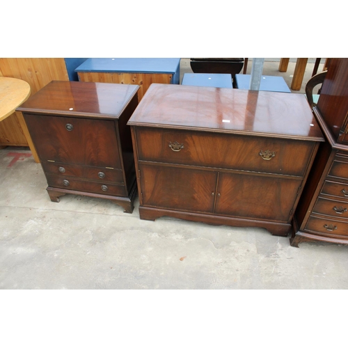 2752 - A MAHOGANY AND CROSSBANDED CABINET AND SIMILAR RECORD CABINET