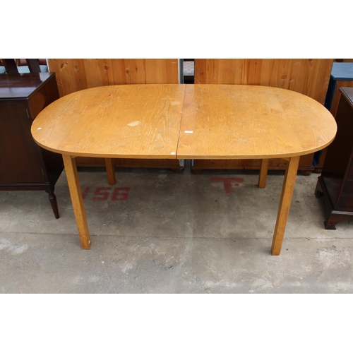 2753 - A RETRO D.END ELM DINING TABLE, STAMPED MADE IN DENMARK