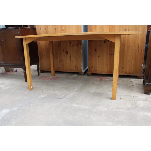 2753 - A RETRO D.END ELM DINING TABLE, STAMPED MADE IN DENMARK