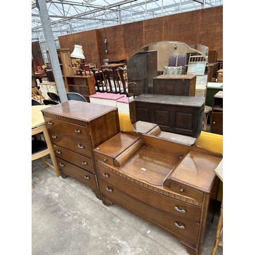 2765 - A MID 20TH CENTURY LEBUS CHEST OF FOUR DRAWERS AND MATCHING DRESSING CHEST