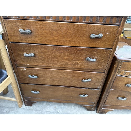 2765 - A MID 20TH CENTURY LEBUS CHEST OF FOUR DRAWERS AND MATCHING DRESSING CHEST