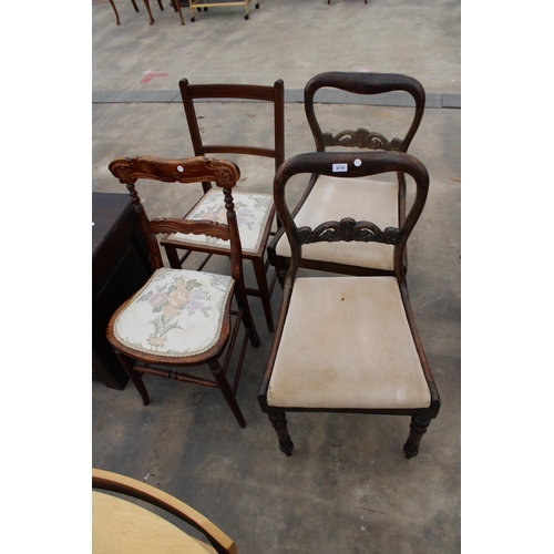 2778 - A PAIR OF VICTORIAN SIMULATED ROSEWOOD DINING CHAIRS AND TWO BEDROOM CHAIRS