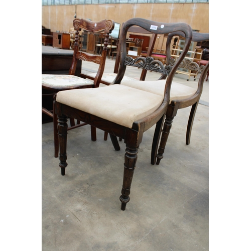 2778 - A PAIR OF VICTORIAN SIMULATED ROSEWOOD DINING CHAIRS AND TWO BEDROOM CHAIRS