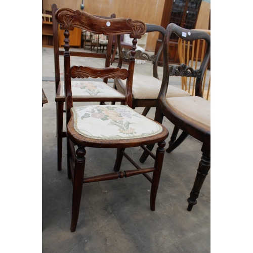 2778 - A PAIR OF VICTORIAN SIMULATED ROSEWOOD DINING CHAIRS AND TWO BEDROOM CHAIRS